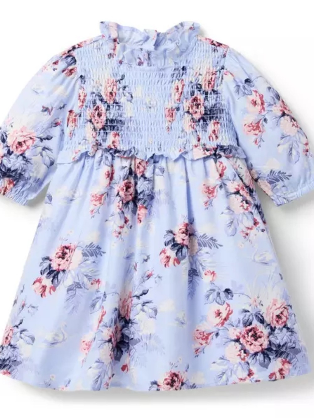 Janie and Jack Girls' Light Blue Floral Smocked Dress The Sylvie